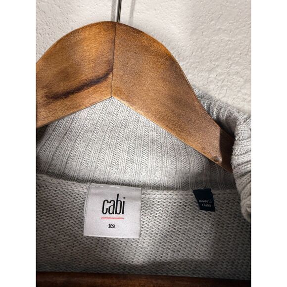 Cabi Gray Cable Knit Sweater Poncho Womens Sz XS Oversized Turtle Neck - Picture 6 of 10
